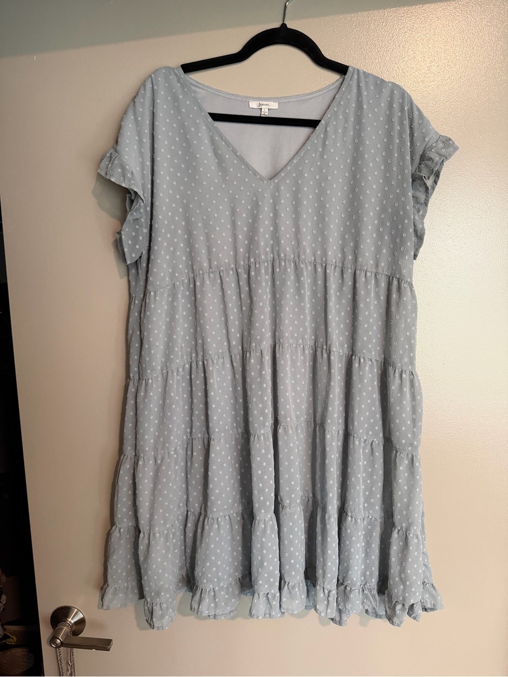 JODIFL Light Gray long Tunic/Mini Dress with V-Neck